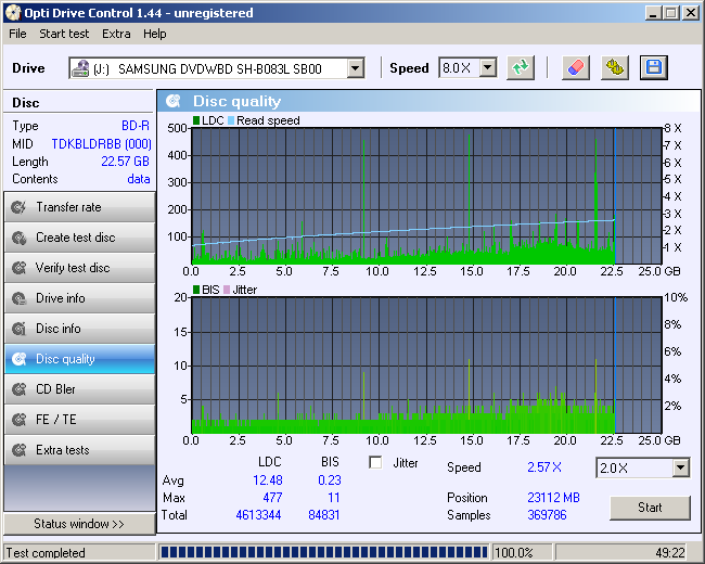 TDK BD-R25 4x Sony 4x Scan Sams.png