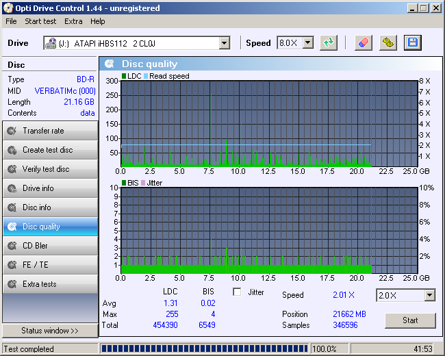 Verbatim BD-R25 white 4x mit 4x auf LiteOn Feb 2011.png